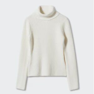Mango Small White Turtle Neck Sweater NWT